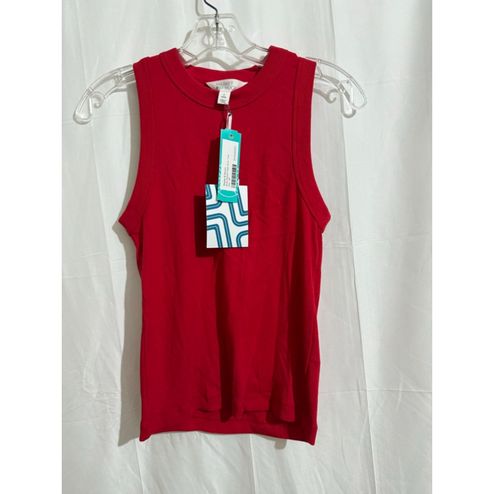 Women's Market & Spruce Molli Ribbed High Neck Tank Top S Petite Red